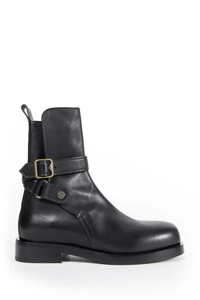 Burberry Leather Ledger Jodphur Boots In Black