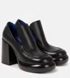 Burberry Leather Wedge Heeled Loafers In Black