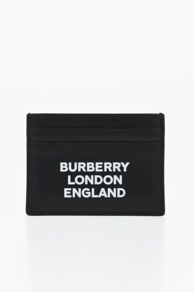 Burberry Leather London Card Holder With Print In Black