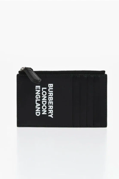 Burberry Leather London Card Holder With Zip Closure In Black