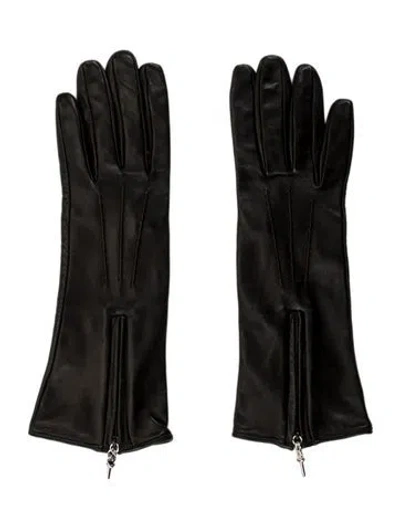 Pre-owned Burberry Leather Long Gloves In Black