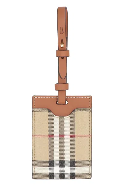 Burberry Leather Luggage Tag In Neutral
