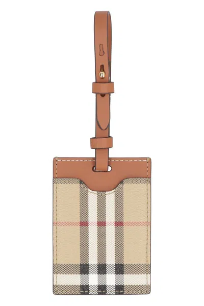 Burberry Leather Luggage Tag In Saddle Brown