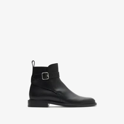 Burberry Leather Manor Jodhpur Boots In Black