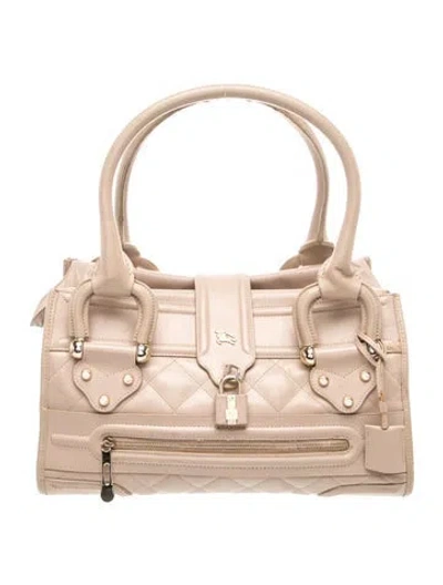 Pre-owned Burberry Leather Manor Satchel Vintage In Brown