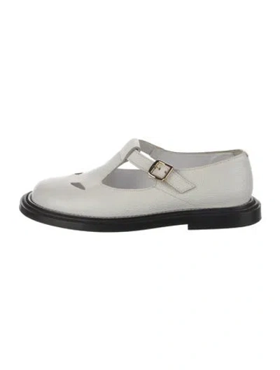 Pre-owned Burberry Leather Mary Jane Flats In White