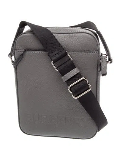 Pre-owned Burberry Leather Messenger Bag In Gray