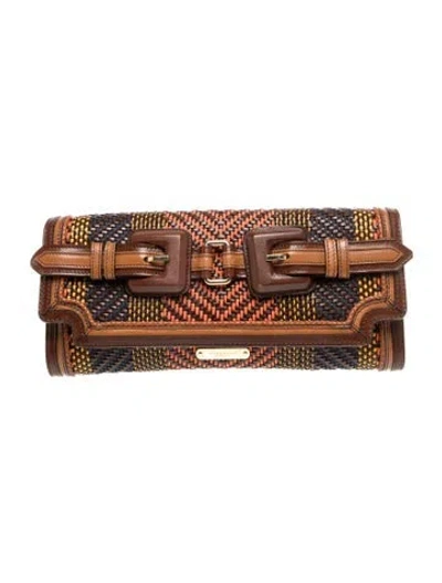 Pre-owned Burberry Leather Minaudière In Brown