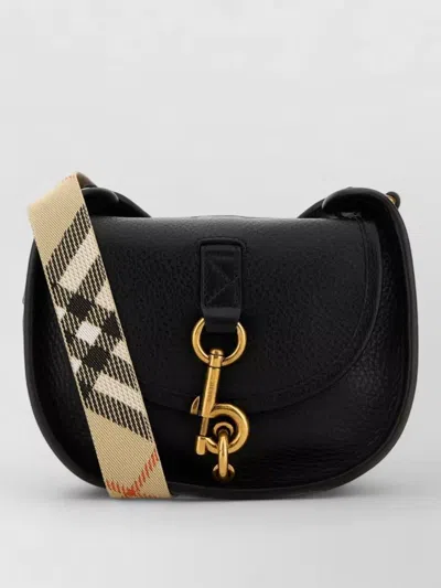 Burberry Women Black Leather Mini Messenger B Clip Crossbody Bag