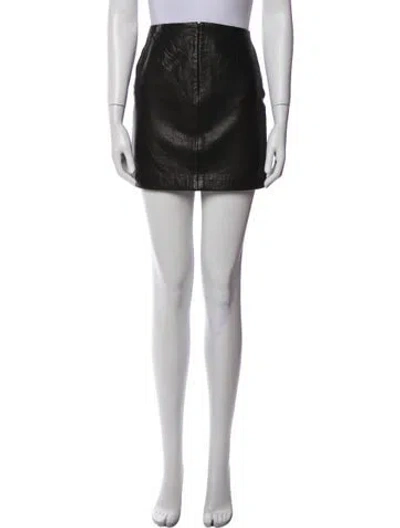Pre-owned Burberry Leather Mini Skirt In Black