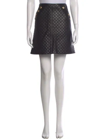 Pre-owned Burberry Leather Mini Skirt In Black