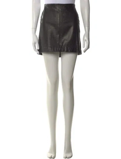 Pre-owned Burberry Leather Mini Skirt In Black