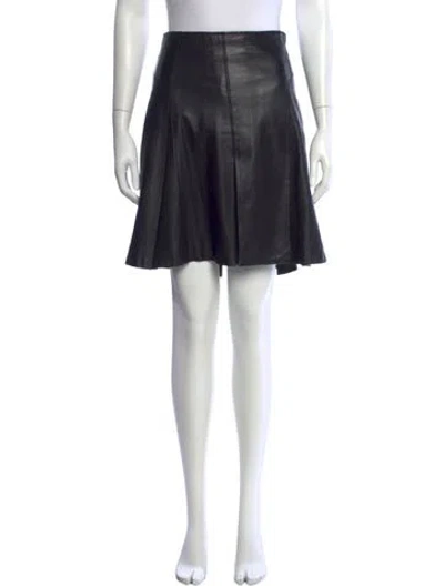 Pre-owned Burberry Leather Mini Skirt In Black