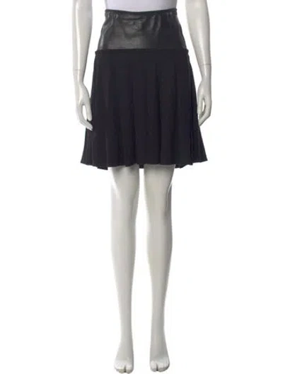 Pre-owned Burberry Leather Mini Skirt In Blue