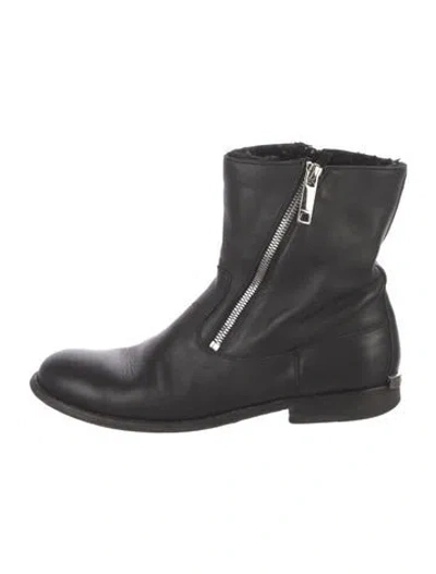 Pre-owned Burberry Leather Moto Boots In Black