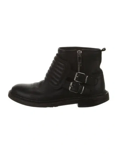 Pre-owned Burberry Leather Moto Boots In Black