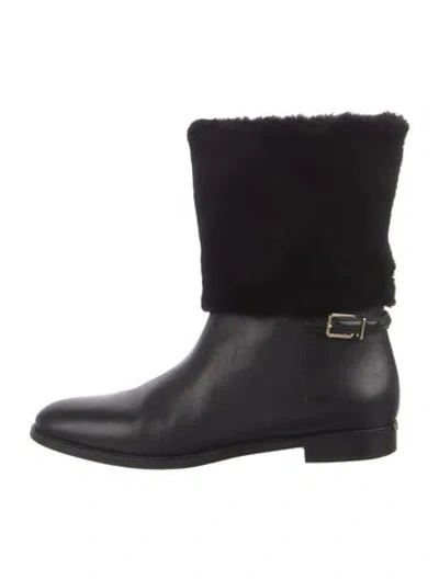 Pre-owned Burberry Leather Moto Boots In Black