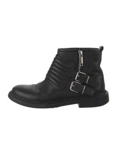 Pre-owned Burberry Leather Moto Boots In Black