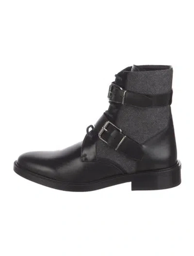 Pre-owned Burberry Leather Moto Boots In Black