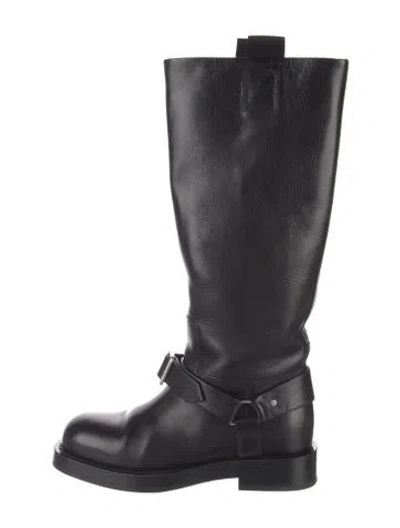 Pre-owned Burberry Leather Moto Boots In Black