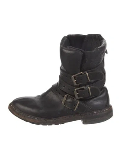 Pre-owned Burberry Leather Moto Boots In Black