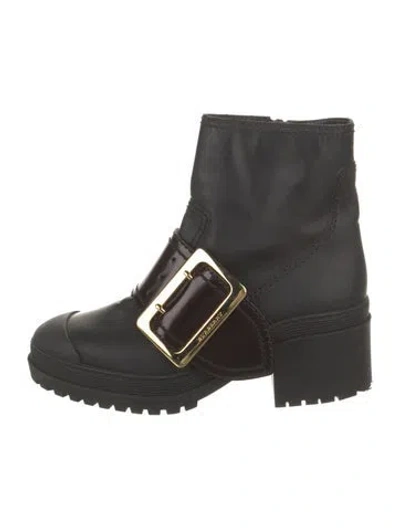 Pre-owned Burberry Leather Moto Boots In Multi