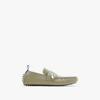 Burberry Leather Motor Low Loafers In Laurel
