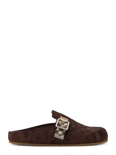 BURBERRY LEATHER MULE WITH CHECK MOTIF