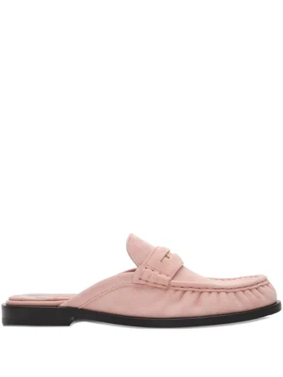 Burberry Leather Cadet Mules In Pink