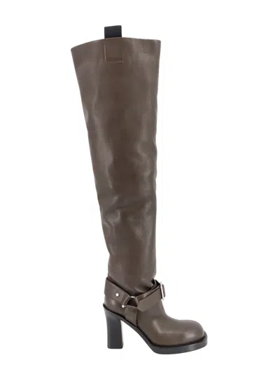 Burberry Leather Over The Knee Boots In Brown