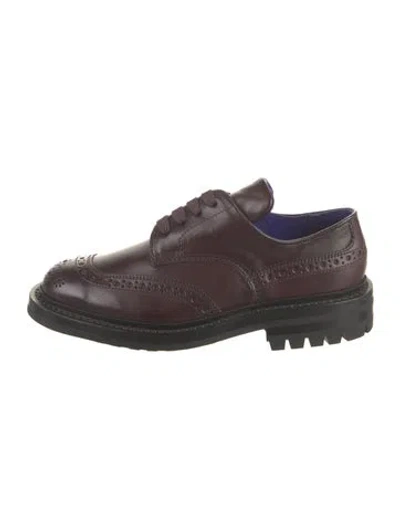 Pre-owned Burberry Leather Oxfords In Burgundy