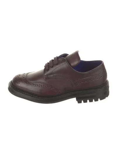 Pre-owned Burberry Leather Oxfords In Burgundy