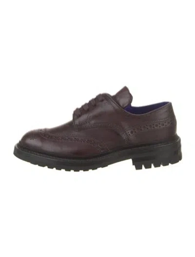 Pre-owned Burberry Leather Oxfords In Burgundy
