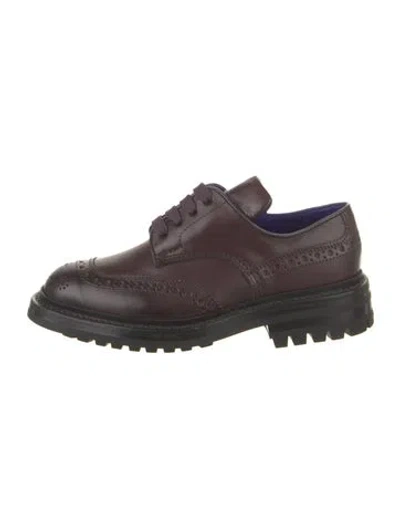 Pre-owned Burberry Leather Oxfords In Burgundy