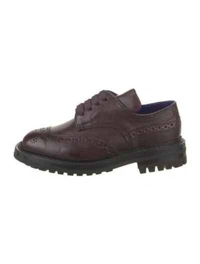 Pre-owned Burberry Leather Oxfords In Burgundy