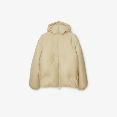 Burberry Leather Padded Jacket In Ivory