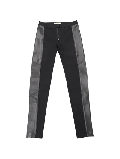 Pre-owned Burberry Leather-panel Leggings In Black