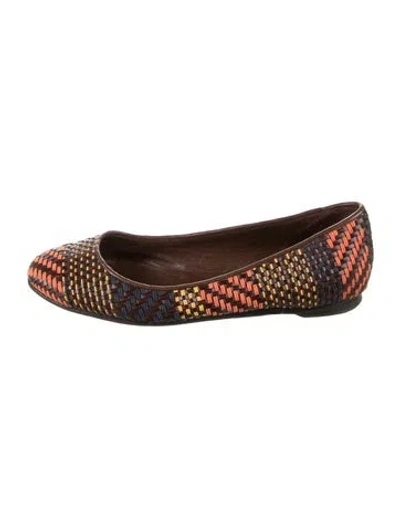 Pre-owned Burberry Leather Patterned Ballet Flats In Brown