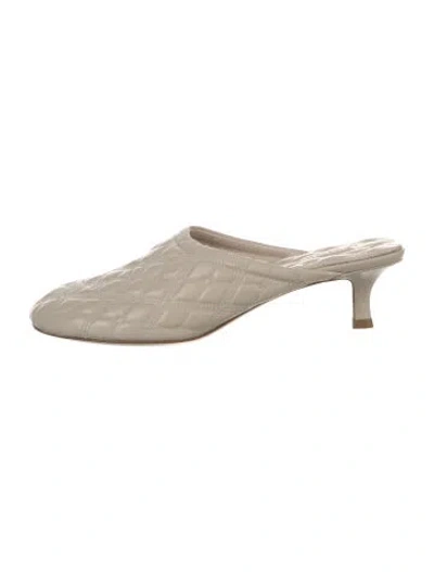 Pre-owned Burberry Leather Patterned Mules In Neutrals