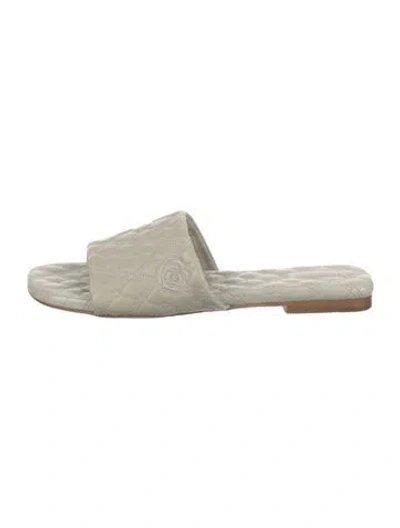 Pre-owned Burberry Leather Patterned Slides In Neutrals