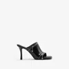Burberry Glossy Leather Peep Mules In Black