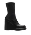 Burberry High Wedge Heel Pillar Boots In Black