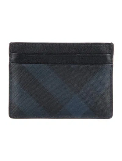 Pre-owned Burberry Leather Plaid Print Card Holder In Black