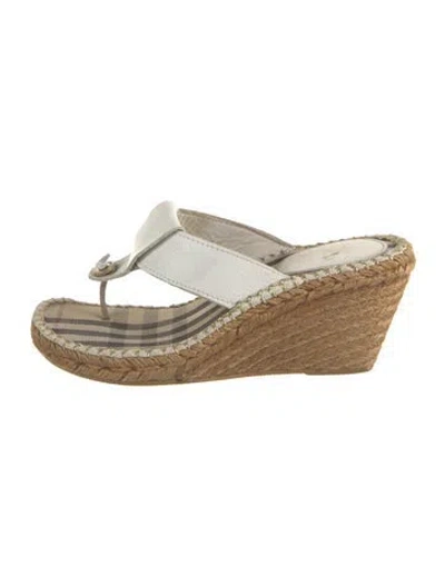 Pre-owned Burberry Leather Plaid Print Espadrilles In White
