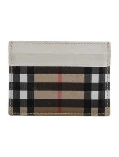 Pre-owned Burberry Leather Plaid Print Wallet In Neutrals