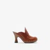 Burberry Leather Potter Clogs In Chestnut