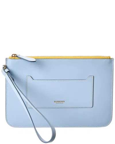 Burberry Leather Pouch In Blue