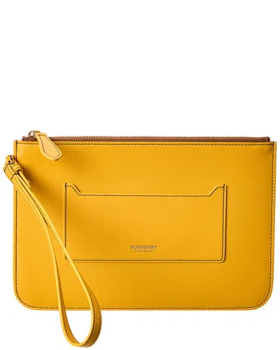 Burberry Leather Pouch In Gold