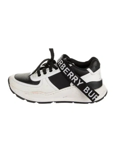 Pre-owned Burberry Leather Printed Athletic Sneakers In Black