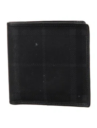 Pre-owned Burberry Leather Printed Bifold Wallet In Black